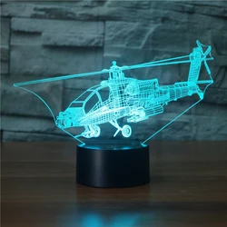 Nighdn 3D Flugzeug Hubschrauber Nacht Licht für Jungen Schlafzimmer Dekoration 7 Farben Ändern Schreibtisch Tisch Lampe für Kinder Geburtstag Weihnachten