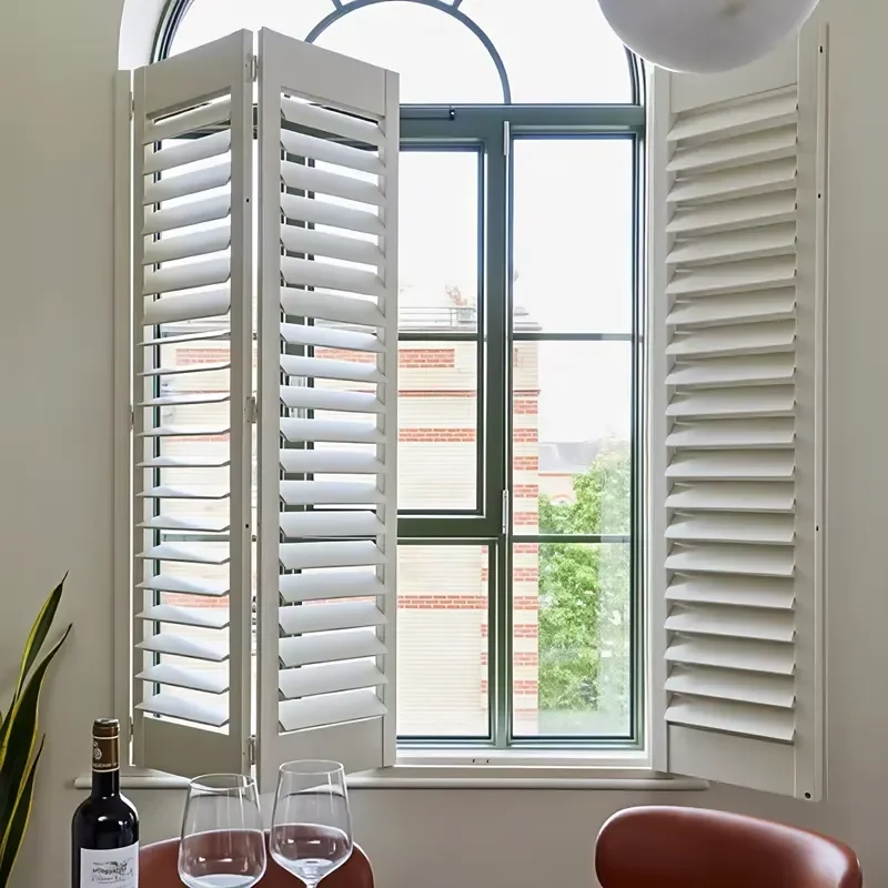 Premium Tier on Tier Window Shutters Split Panels Louvred Daylight Control Interior Shutters for Window