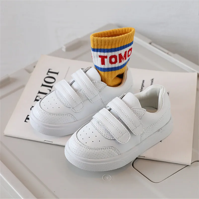 Genuine Leather Children Shoes Unisex White Kids Sneakers Breathable Soft Sole Outdoor Tennis Fashion Toddler Boys Girls Shoes