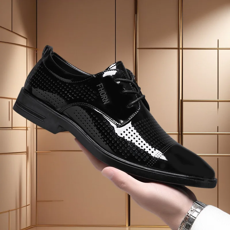

Men's leather shoes, summer youth versatile set, breathable and comfortable business leather shoes