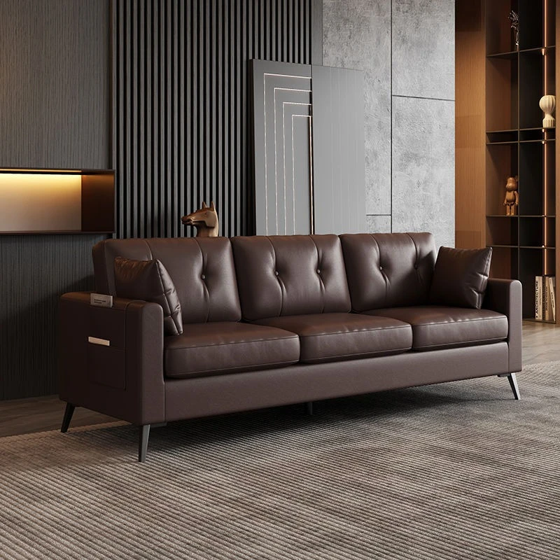 

household leather sofa living room black comfortable Ergonomics sofa Simple American style wohnzimmerstühle Interior furniture