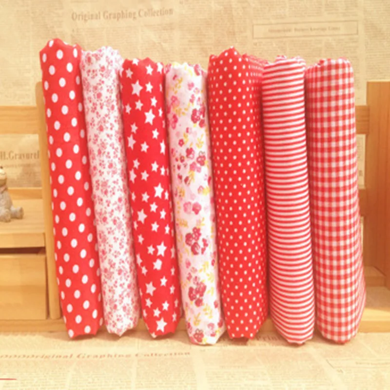 Small Vintage Floral Fabric Series 7 Pieces Assorted Pre-Cut Thick Cotton Quilt Fabric DIY Craft Sewing Handmade Accessory