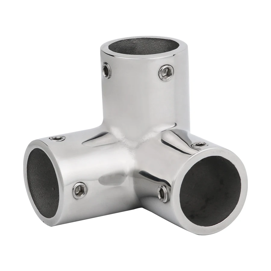 Marine Boat Yacht High-Quality Stainless Steel Handrail Fitting 90° Deck Hand Rail Tee Joint Connector for 25mm Tube/Pipe