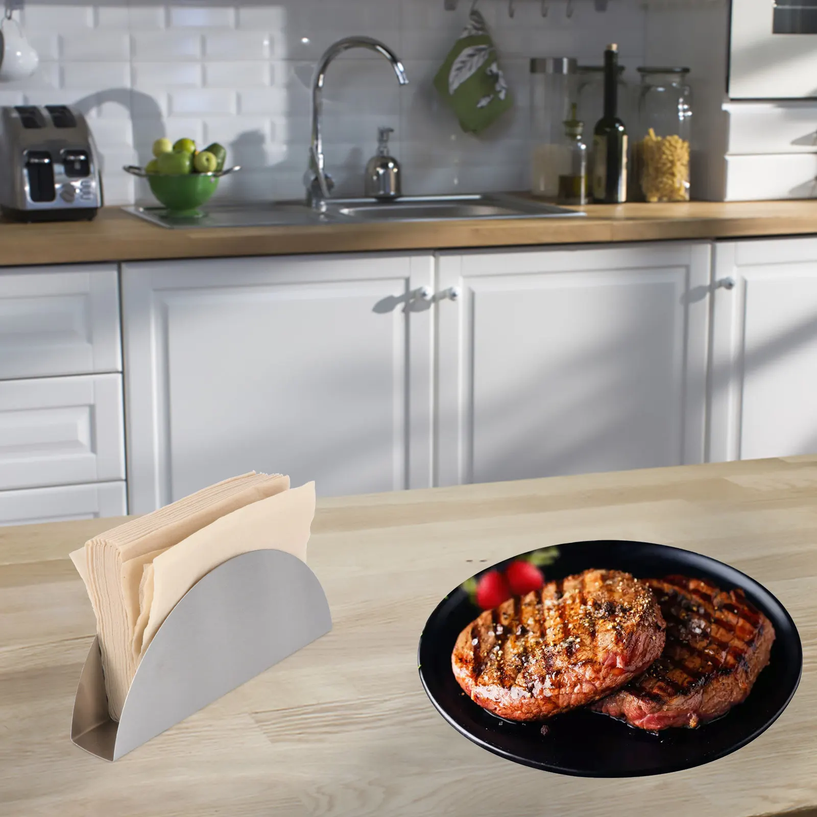 

Вертикальная подставка для полотенец из нержавеющей стали, держатель для салфеток, органайзер для салфеток, держатель для бумаги, веерообразный, для кухни и дома