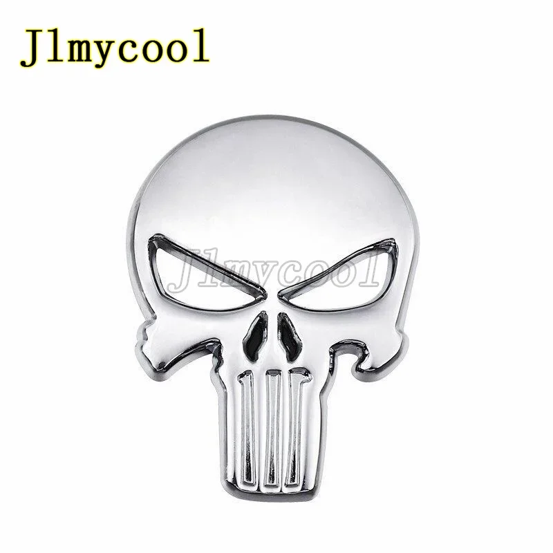 3D Metal Skull Skeleton Head Emblem Sticker Modified Scratch Fuel Tank Sticker Decoration Car Accessories
