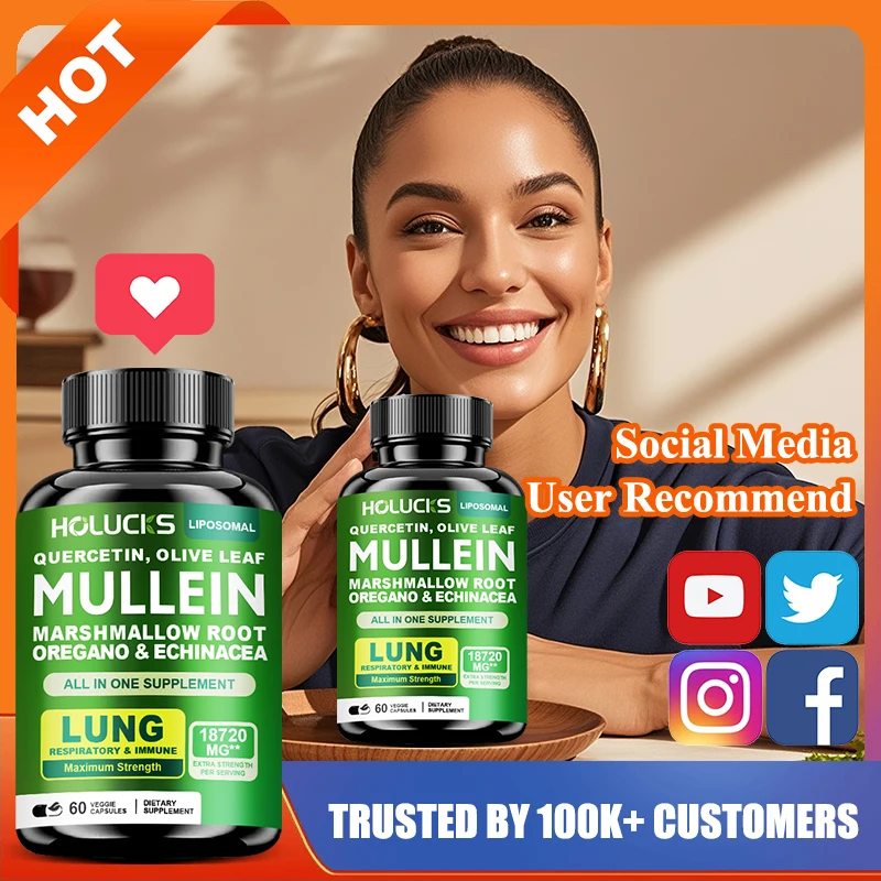 

Organic Mullein Leaf Extract Supplement, with Vitamin C, for Expectorant, Soothes Airways & Reduces Irritation, Lung Health