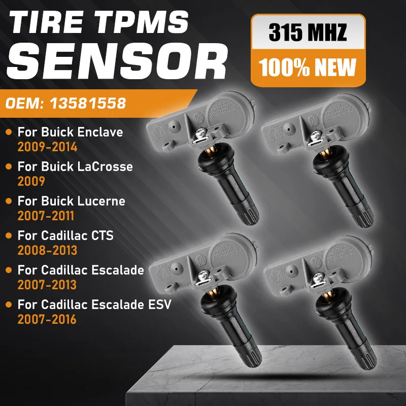 

1/4PCS Tire Pressure Sensor TPMS For Buick Enclave 2009-2014 Cadillac Escalade ESV 2007-2016 Buick LaCrosse Lucerne Cadillac CTS