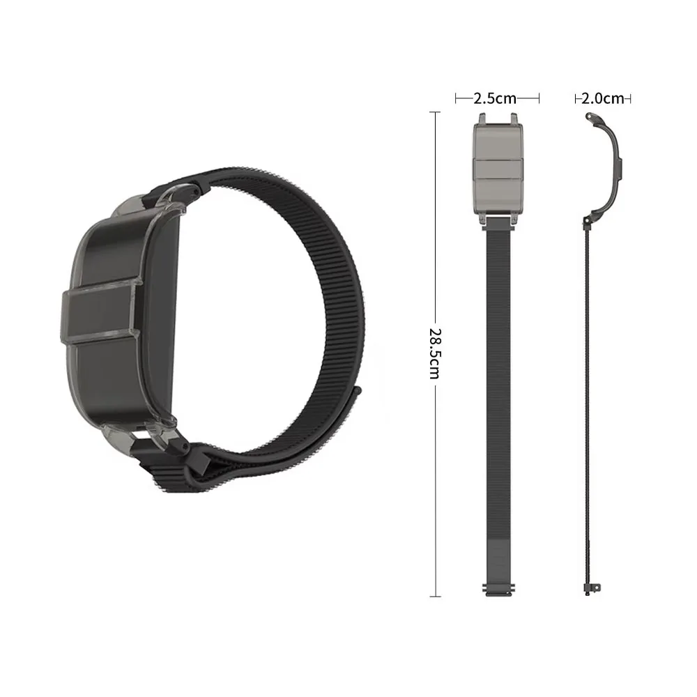 for Hume Band 1.0 PC Protective Case Strap Smart Bracelet Transparent Dustproof Anti-Collision Wristband Cover Transparent Gray