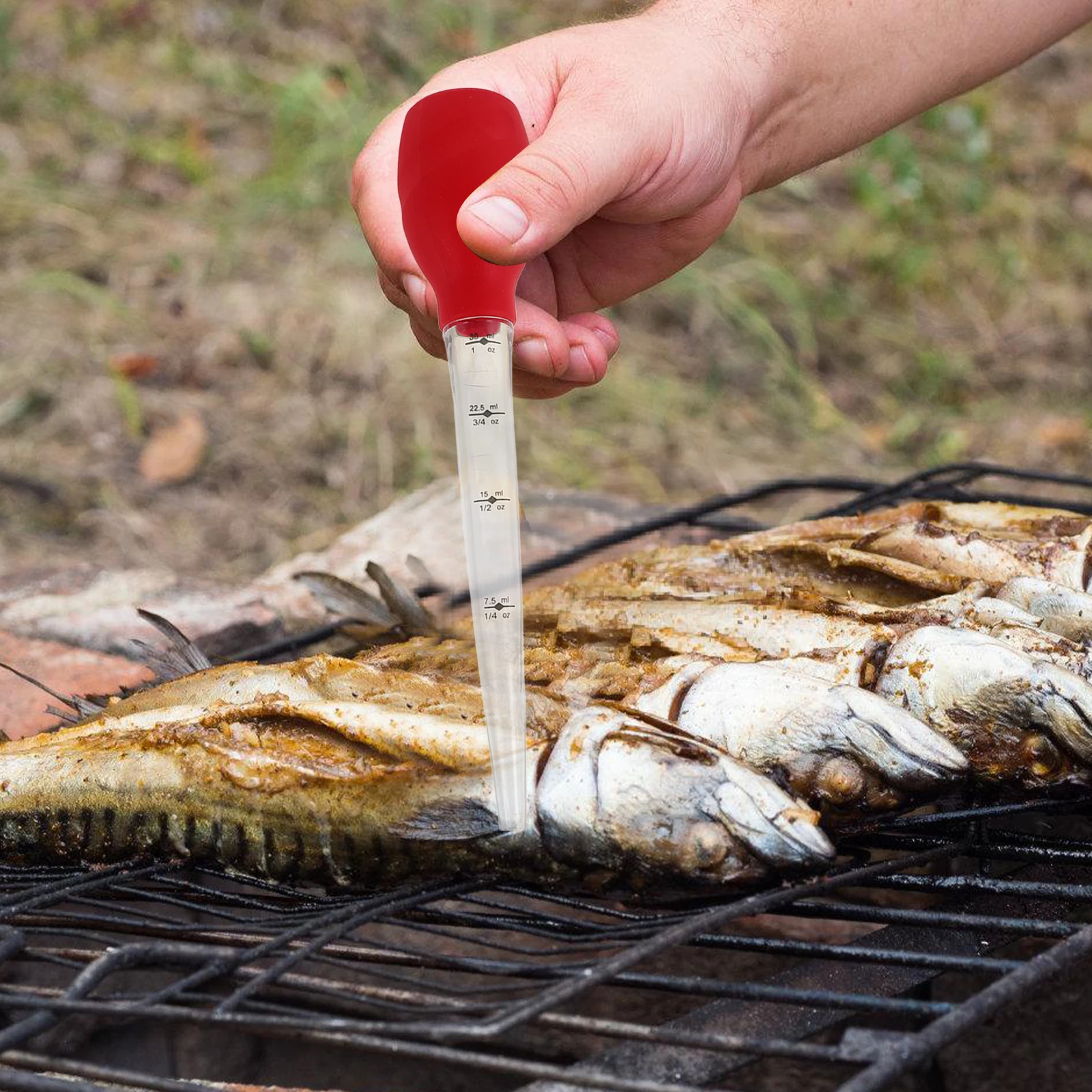 Baster pequeño de pavo con cepillo de limpieza incorporado, Baster líquido de silicona de calidad alimentaria para marinar carne, pollo, pescado, asar barbacoa