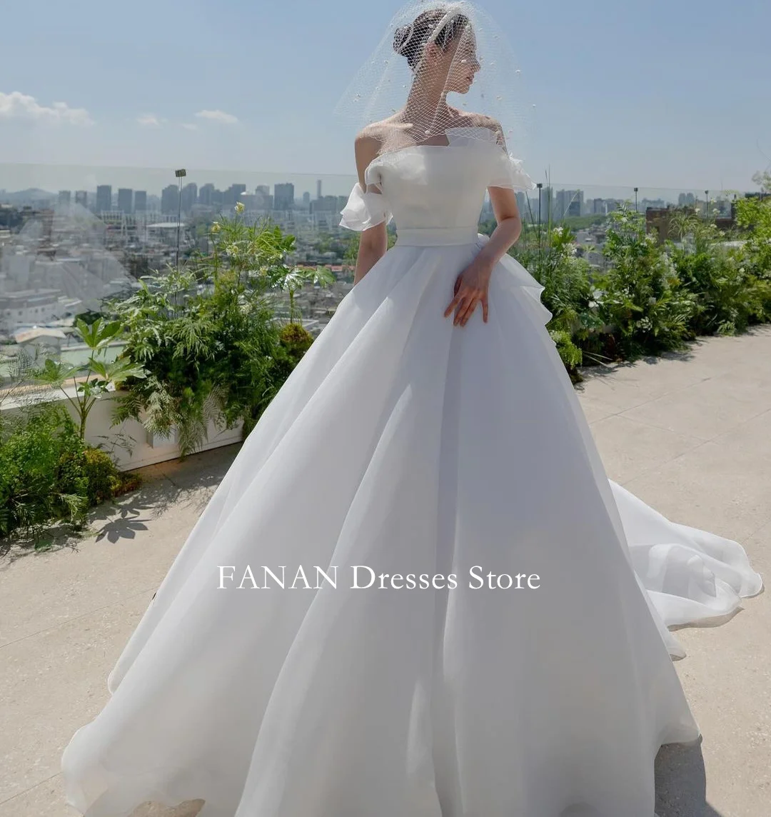 

FANAN Korea Strapless Elegant Wedding Dresses 웨딩드레스 Ivory Organza Backless A-Line Corset Custom Made Bride Gowns Plus Size