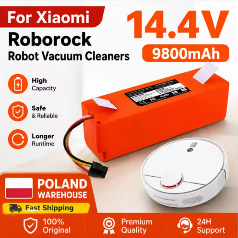 Batteria per robot aspirapolvere 14,4 V per Xiaomi Roborock S50 S51 S55 S60 S65 E4 E5 2P4S Magazzino UE