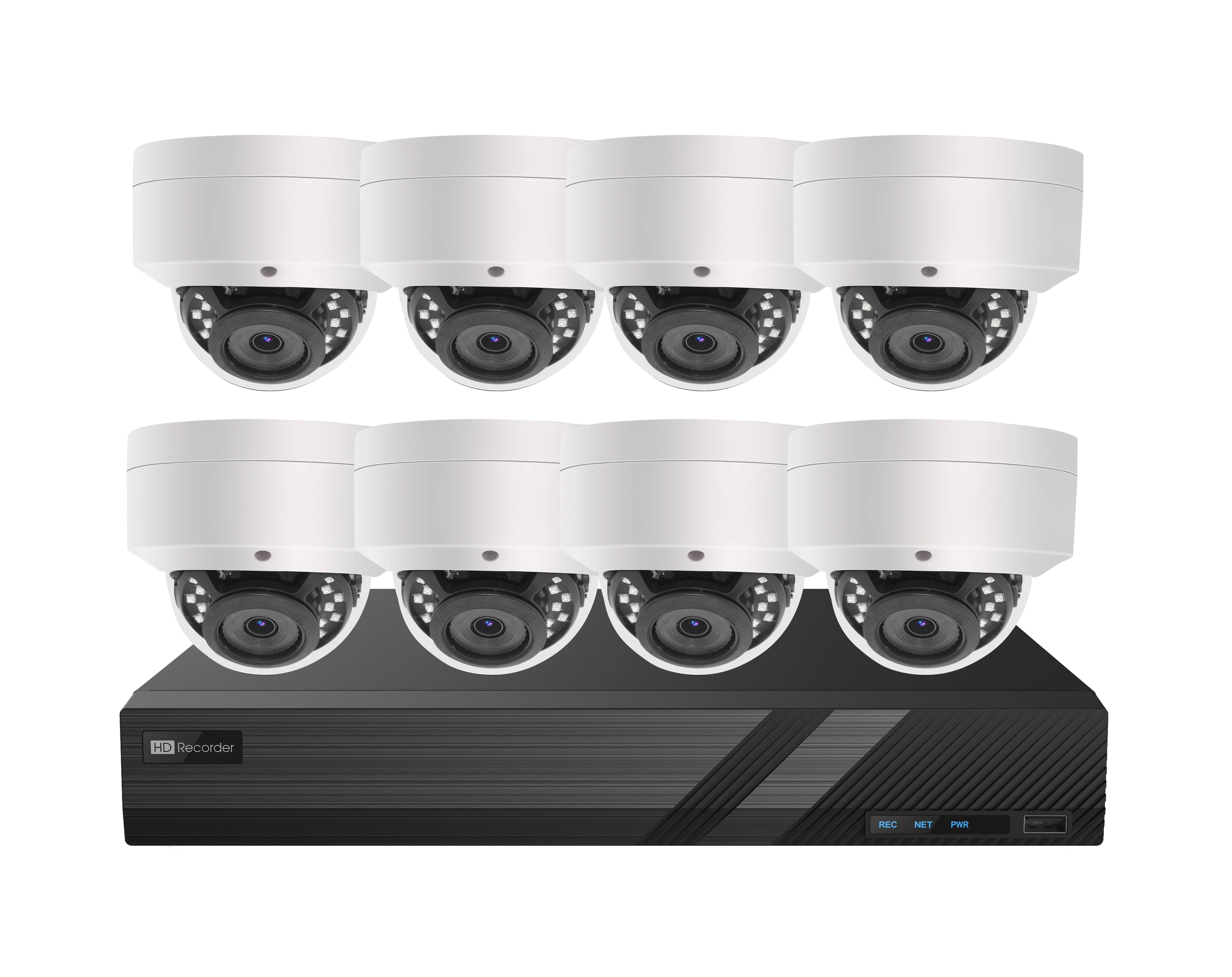 

4K 8CH POE KITS 1pcs 4K Guardviewer APP NVR + 8pcs 8MP Vandalproof IP POE Dome with Audio