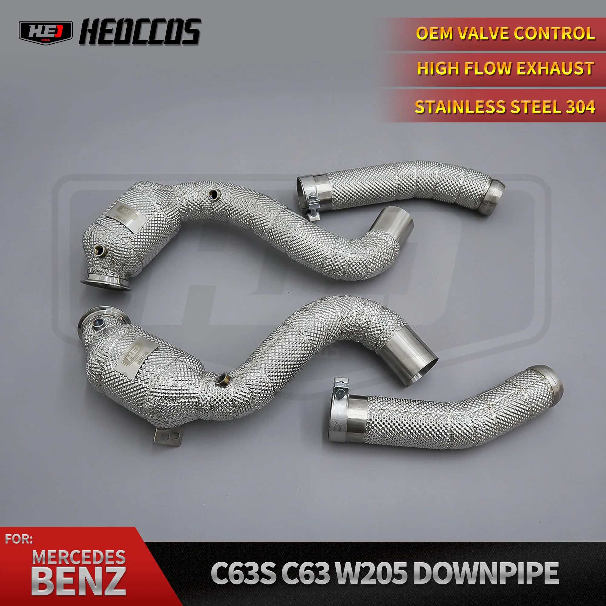 

HEO High Performance SS304 Exhaust Downpipes For Mercedes-Benz C63/C63S AMG W205 4.0T 2015-2020 Sport Straight Downpipe