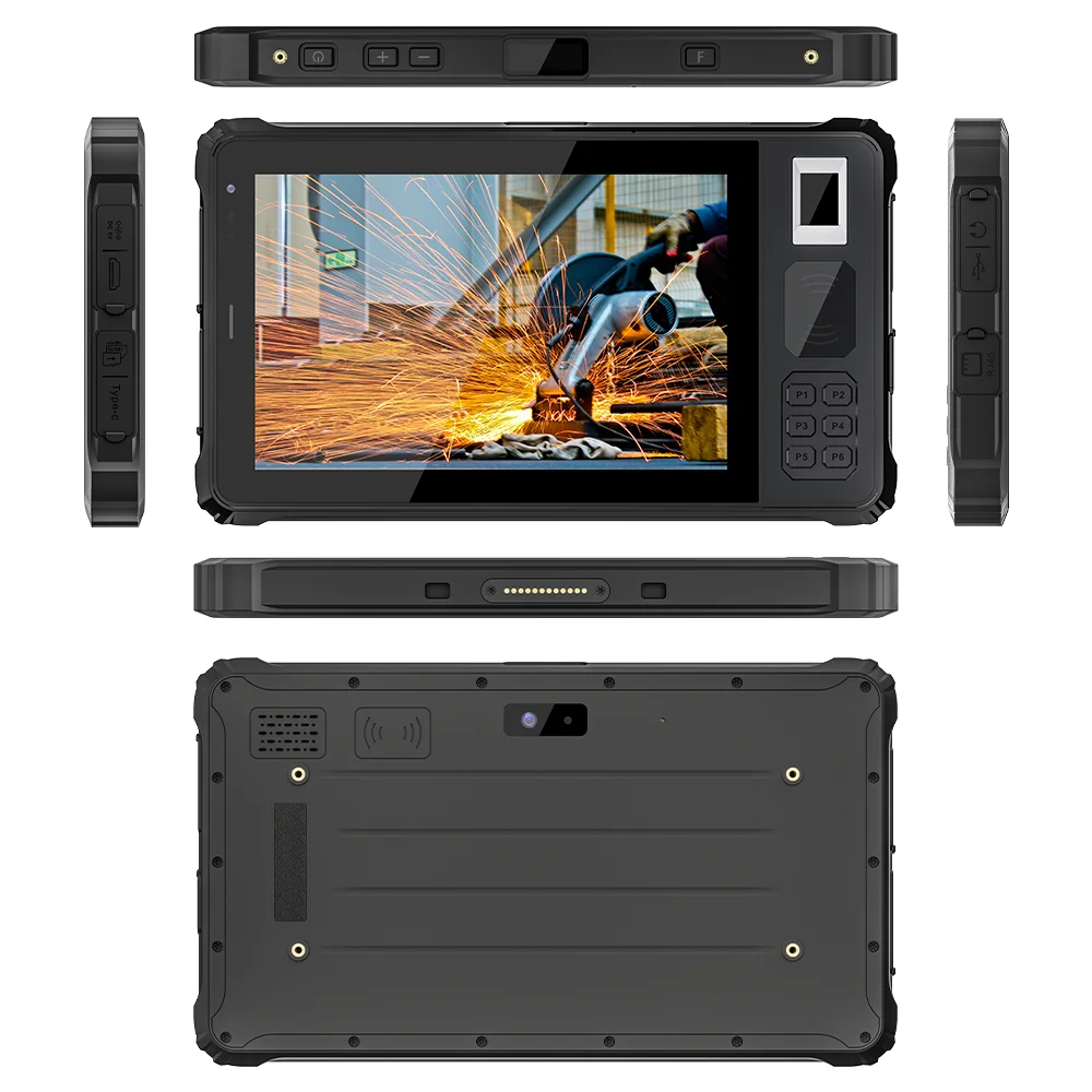 2025 8inch IP68 Front NFC Fingerprint Physical Keys 450 Nits Touch Screen Rugged Tablet Android 10 WIFI 4G Industrial Pc