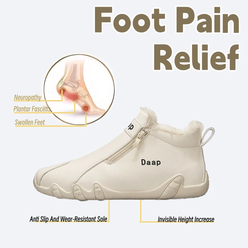 

LiveDay Men's Leather Shoes Luxury Designer Slip on Loafers Casual Ankle Boots for Men Comfortable Keep Warm in Winter