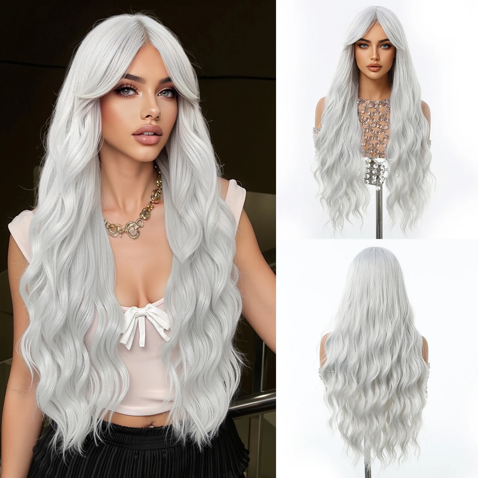 Long Wavy Medium Part Copper Red Brown Wig