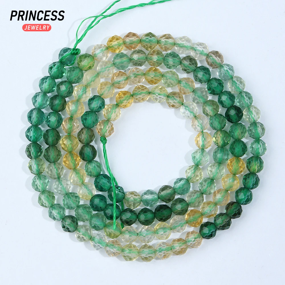 A++ Natural Gradient Green Quartz Crystal Faceted Beads for Jewelry Making DIY Bracelet Necklace Accessories