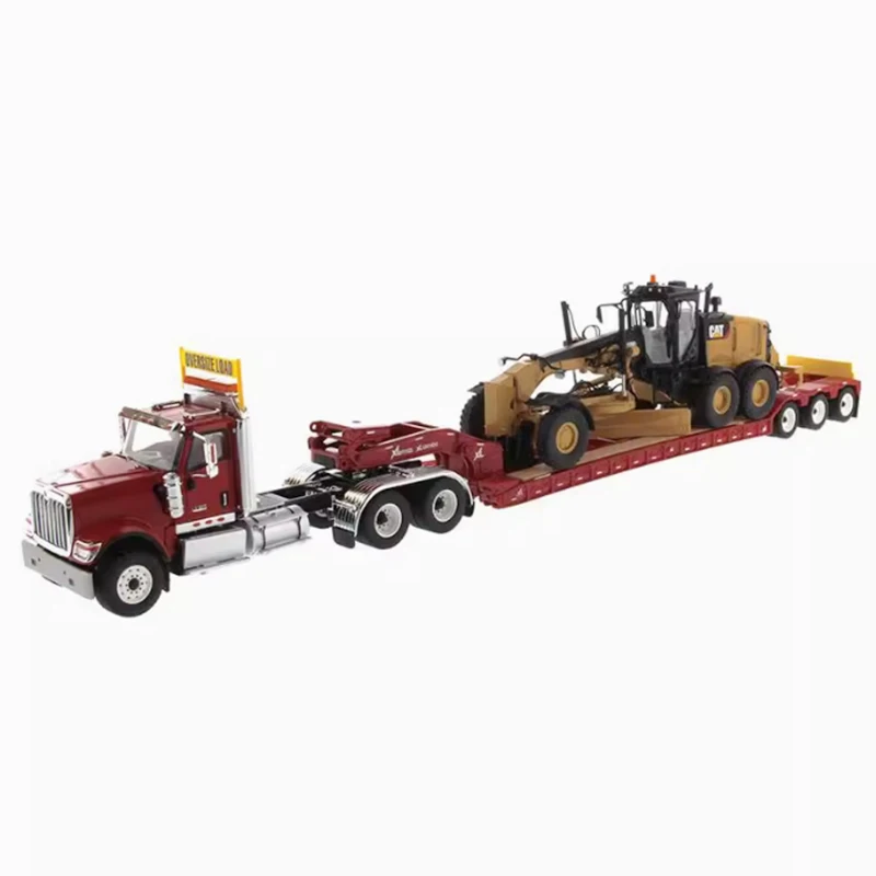 DM Dietcast 1:50 escala internacional HX520 camión semirremolque y gato 12M3 juego de niveladora de Motor modelo de aleación 85598 regalo de colección