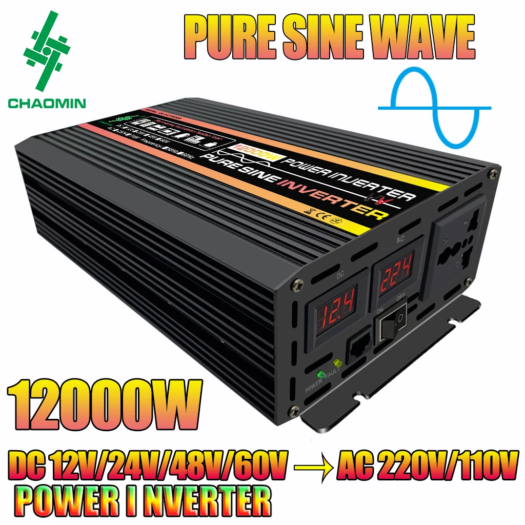 Pure Sine Wave Inverter,12000W Car Solar Inverter,DC12V 24V 48V 60V to 220V,Socket Transformer,Power Converter,Power Inverter