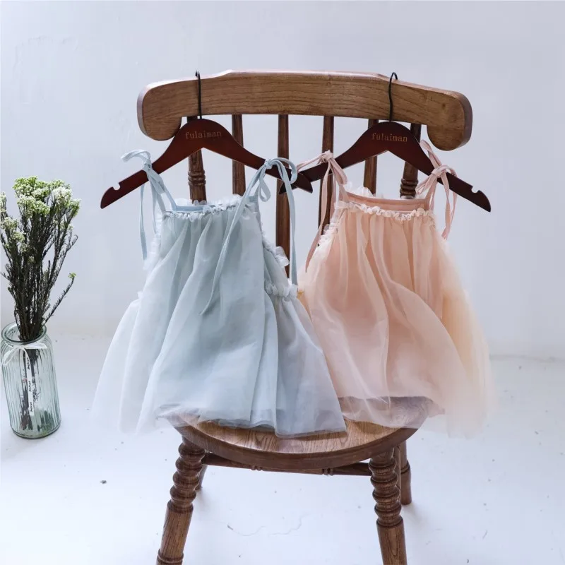 Newborn Baby Girl Cotton Suspender Tulle Princess Dress Infant Toddler Sleeveless Bow Solid Vestido Birthday Summer Clothes 0-2Y