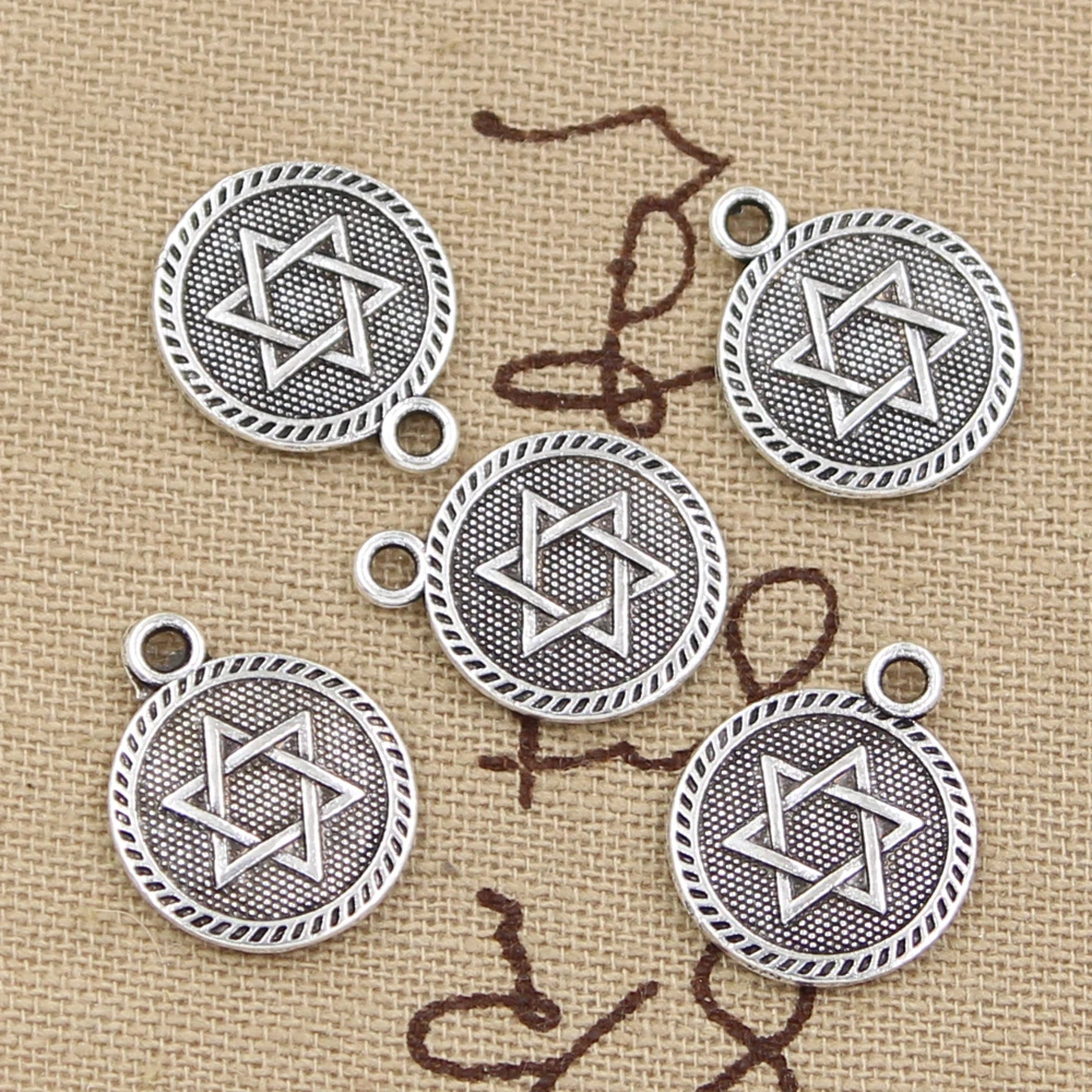 12pcs Charms Star Of David Shield Of David 18x15mm Tibetan Silver Color Pendants DIY Antique Making Handmade DIY Findings Crafts