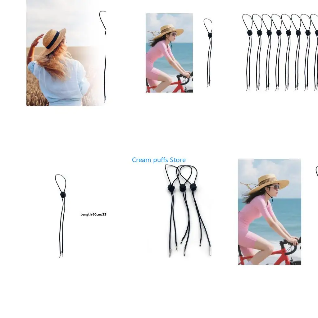 50LE 10 Pieces Breathable AntiSlip Chin Straps Adjustable Fit for Caps Hats