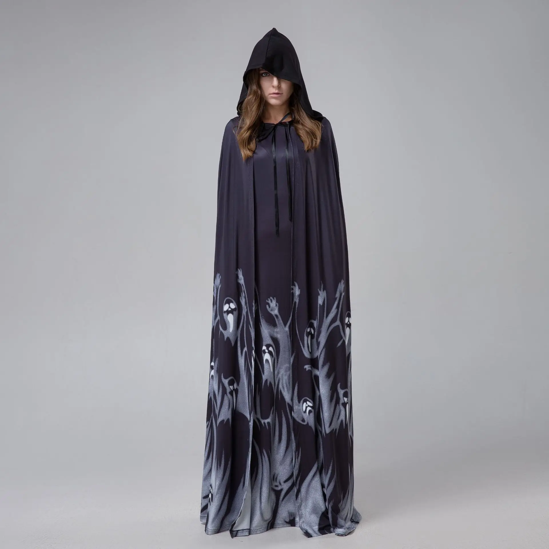 New Women's loween Cosplay Costume White Skeleton Ghost Bride Role-plang Outfit Set Polyester Spring 2025 Ethnic Stage Wear