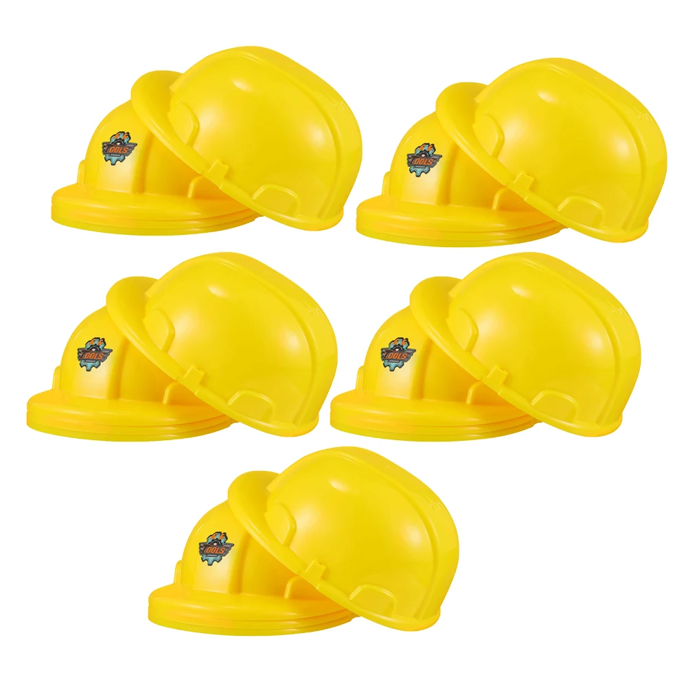 

10pcs Simulation Toy Plastic Construction Hard Hat Educational Toys Kids Realistic Hats Cosplay Pretend Play Game Props