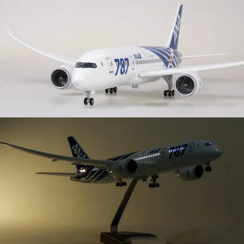 1:130 Scale Model Airplane B787 All Nippon Airways Plastic Model with Wheels and Light (Touch or Sound Control) Collectible Gift