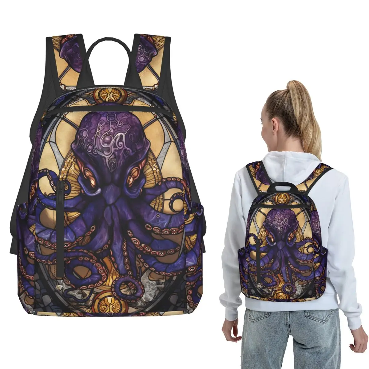 

Amethyst Kraken Backpack Large Capacity Kids BookBag School Bag Shoulder Bags for Men Women