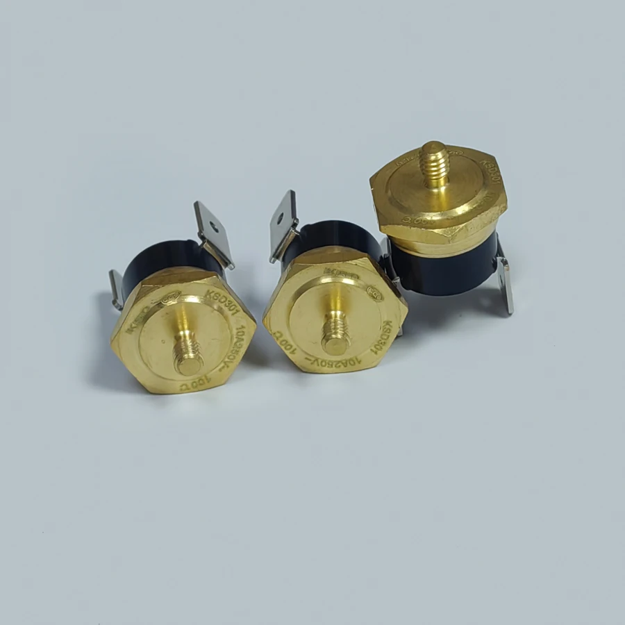 5PCS/Lot KSD301 Temperature Switch Thermostat Sensor M4 Hexagon-copper-head 10A/250V Normally-Close 45-150 ℃