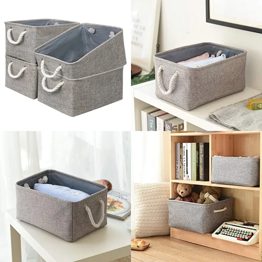 

Storage Basket Fabric Sturdy Canvas Storage Bins Organizer with Handles for Clothes and Storage Foldable Storage Boxes Cubes