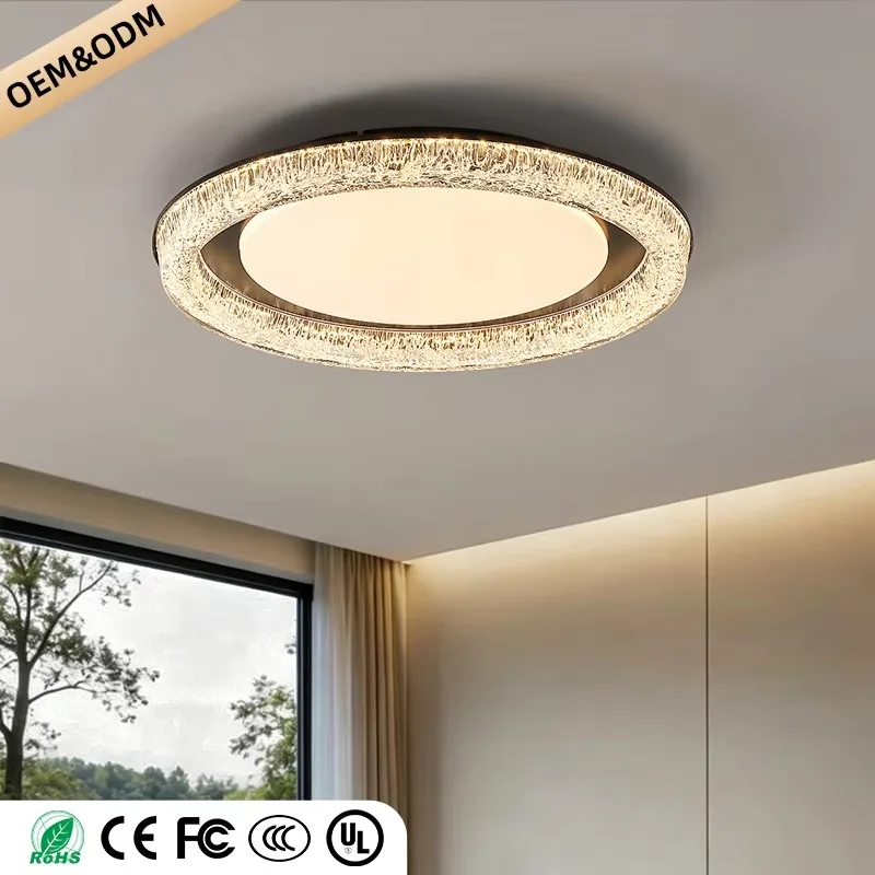 New Design Round Glass LED Ceiling Lamp Modern Living Room Bedroom Luxury Ceiling Light Dining Room Study Ceiling Lamp