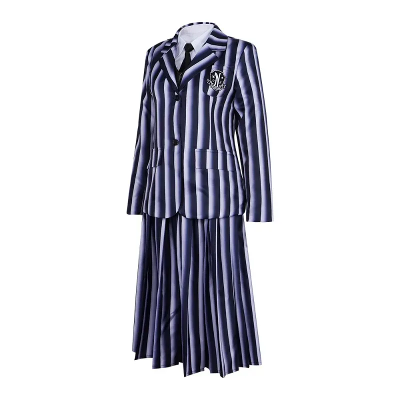 

2025 aaa фильм сезон 2, среда Аддамс, карнавальный костюм для девочек, школьная черная униформа, костюм, платье, женский костюм на Хэллоуин