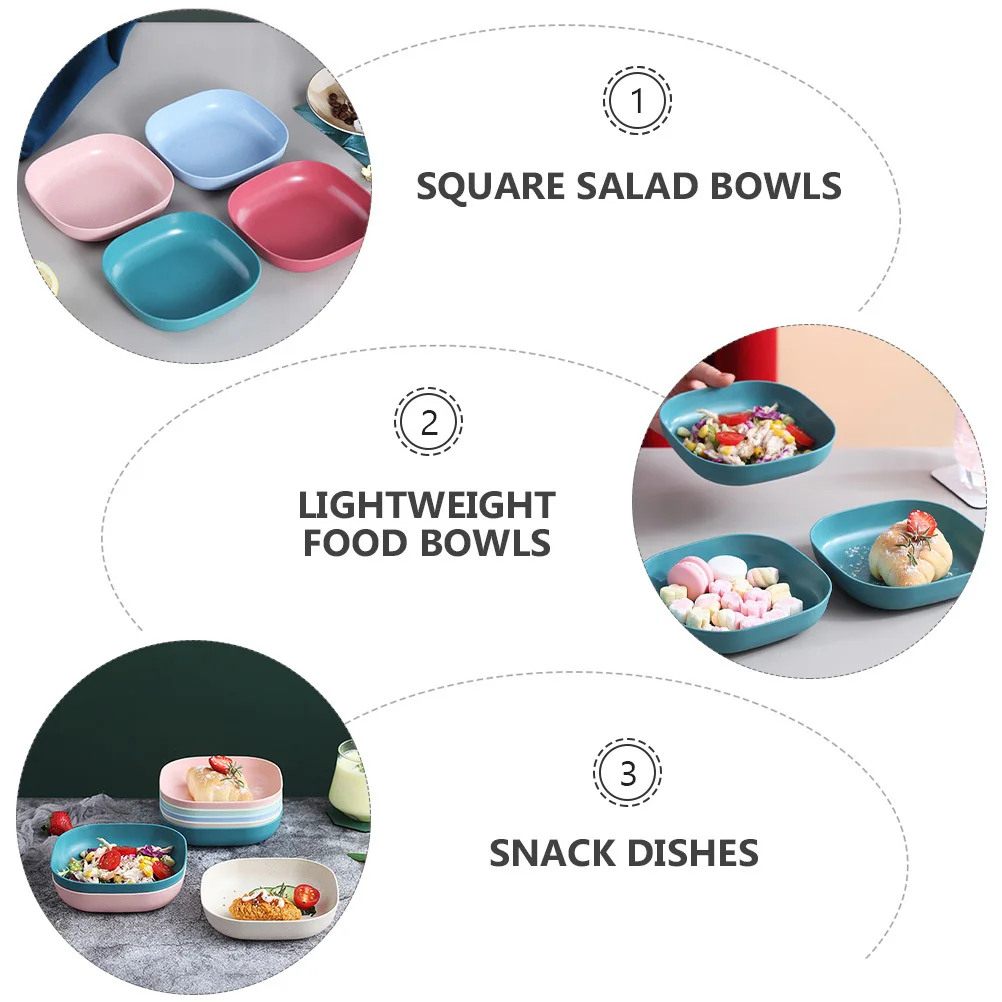 

4Pcs Stackable Food Bowls Lightweight Practical Seasoning Trays Square Salad Snack Dishes Non-Slip Storage Containers