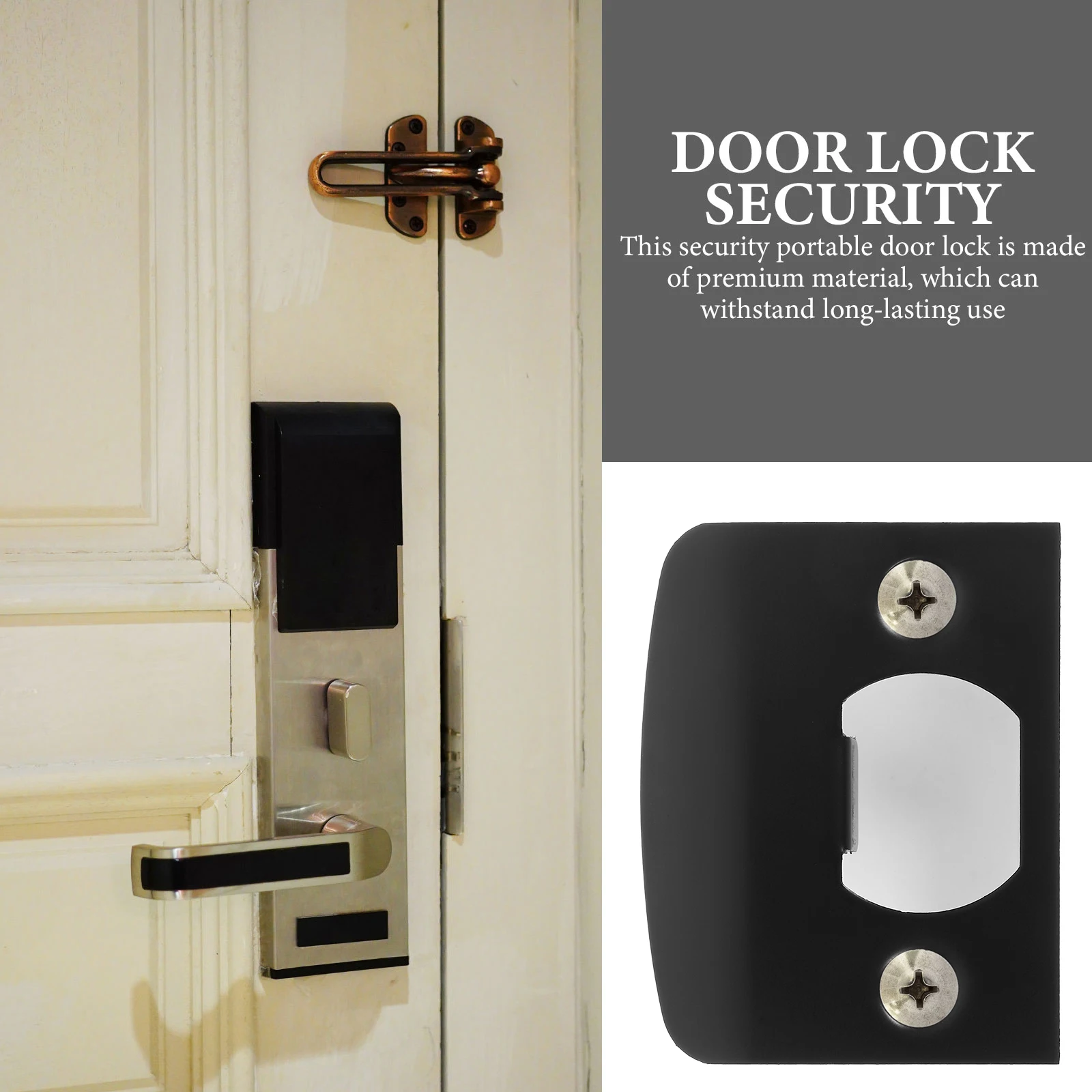 

4Sets D-Shaped Metal Strike Plates Thickened Door Strike Plates Deadbolt Cover Plate Door Reinforcement Kit Hole Filler