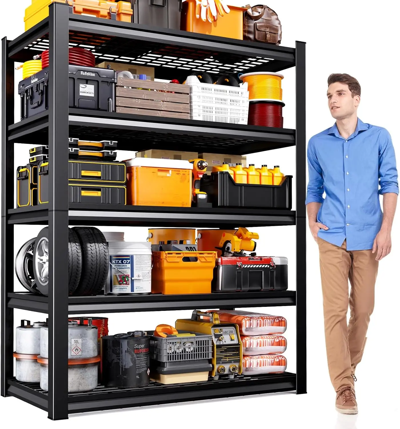 

71" Heavy Duty 5-Tier Garage Shelving, Adjustable Metal Storage Rack for Basement Pantry Kitchen Warehouse