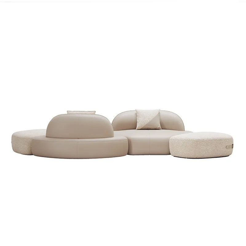 French fabric sofa special-shaped living room modern simple large flat layer designer lamb wool module sofa combination