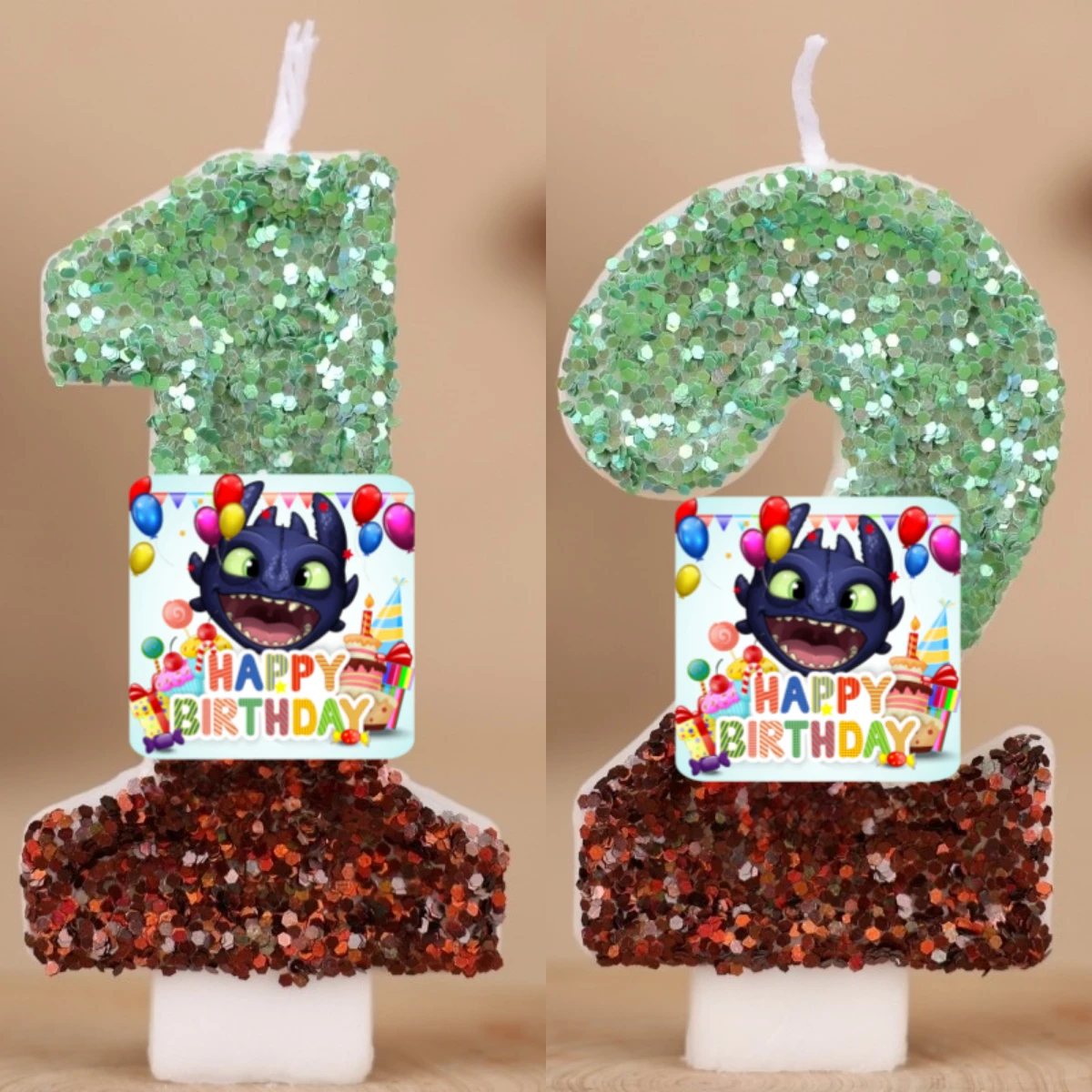 Deine Drachen-Kerze mit Zahlen, Happy Birthday Tortendekoration, Zahnlos-Geburtstagsparty Tortenaufsatz, Babyparty-Deko, Geschenk