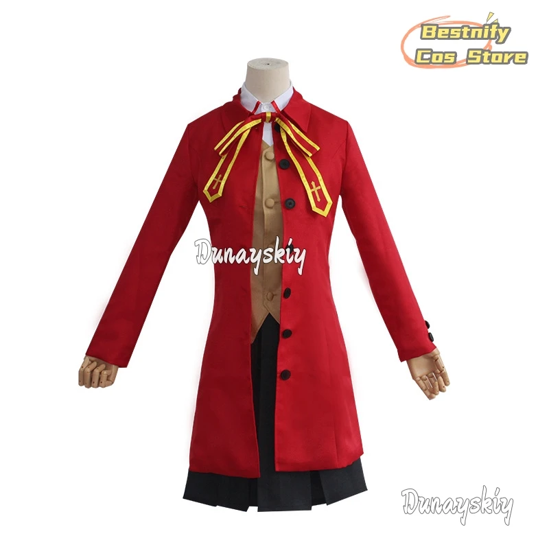 Anime Spiel Fate/stay Night Tohsaka Rin Cosplay Kostüm Perücke Roten Teufel Perücke Langen Mantel Schuluniform Rock Frau Kawaii campus Anzug