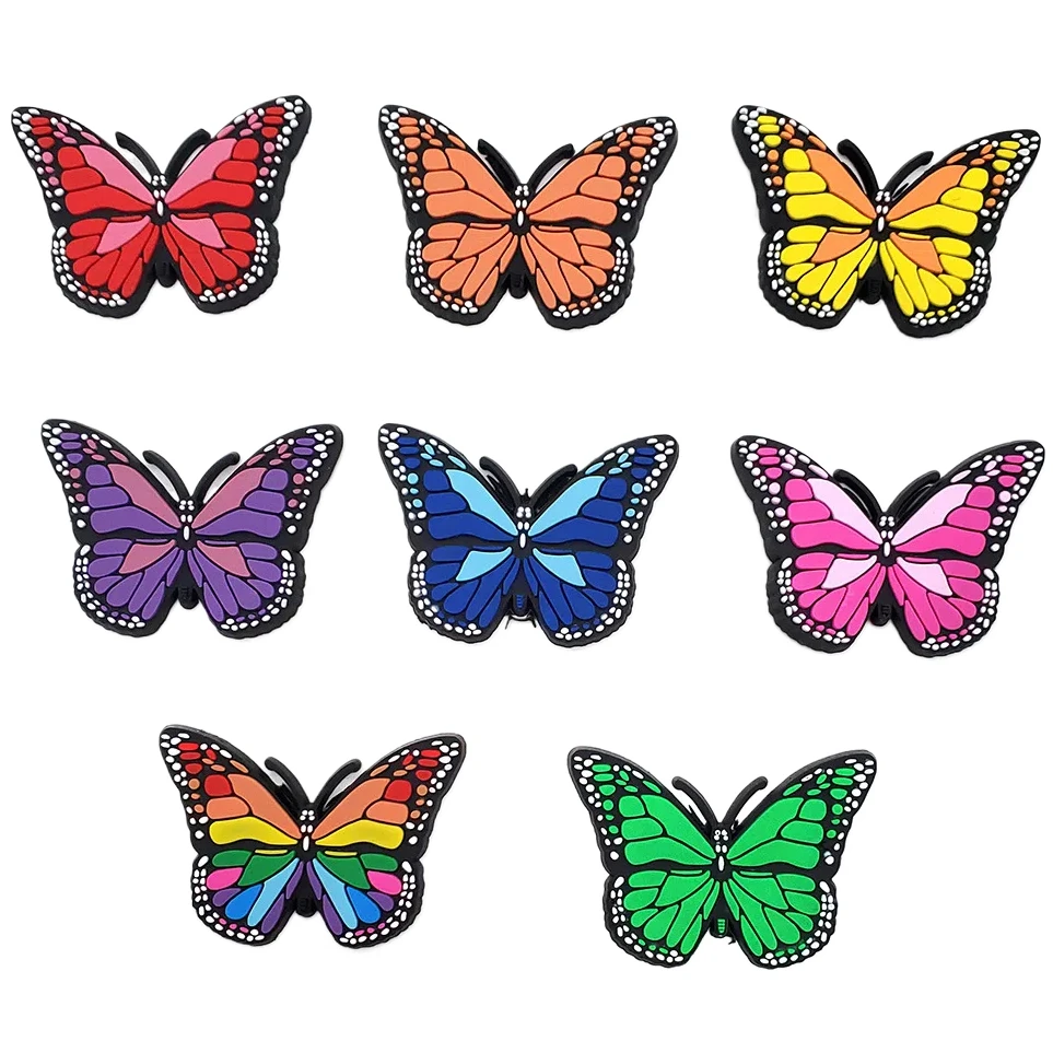 1pcs Cute Corlorful Butterfly Shoe Charms Accessories Charms Clogs Slides Shoe DIY Shoe Decoration Buckle Women Kids Party Gift