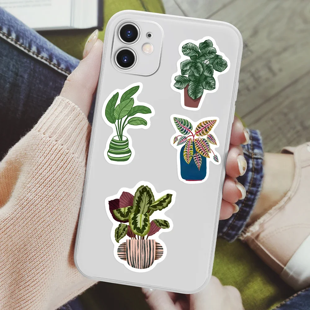 Cute Potted Green Bonsai Stickers  DIY Toy Gift  Decorative Graffiti Plant Decal for Phone Luggage Laptop Scrapbook Waterproof