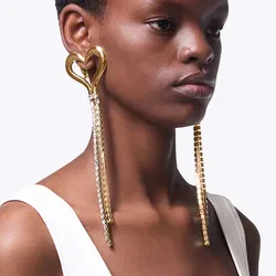 Stonefans Metal Heart Tassel Earrings Bohemian 2024 Women Luxury Wedding Fashion Piercing Earring Wholesale Jewelry Accesories