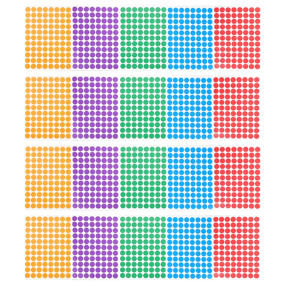 20 Sheets Colored Self-adhesive Paper Round Labels Dot Stickers for Selling