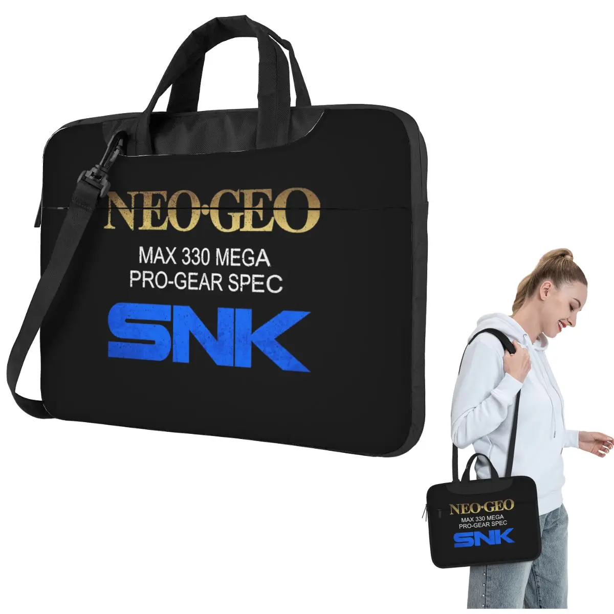Neo Geo Pro Gear Spec Gold Retro Design Crossbody Laptop Bag Case Resistant Protective Notebook Pouch for Macbook Pro