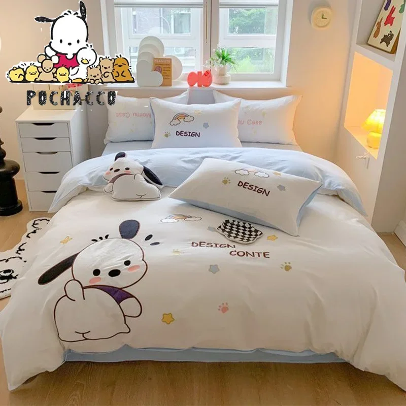 Cartoon Anime Cinnamoroll Pochacco Bedding Set Cute Printing All Cotton Multi Style Kawaii Quilt Cover Home Set Toys Girl Gifts