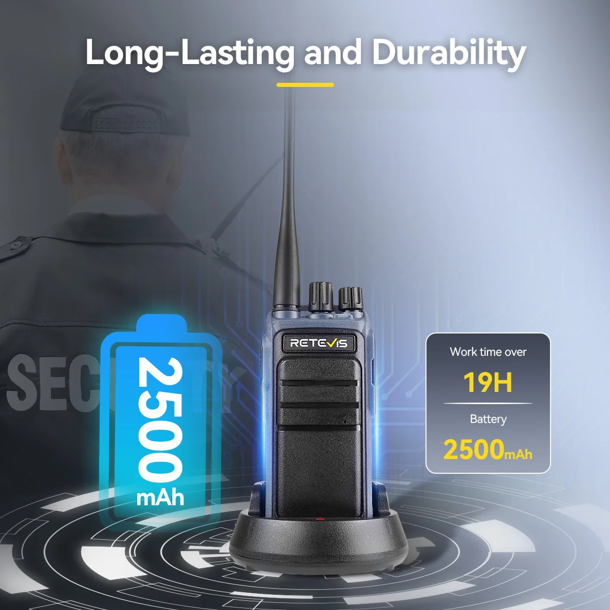 Retevis C64 Walkie Talkie 5W VHF UHF Handheld wiederaufladbares Radio Sprachsteuerung Langlebiges Typ-C-Radio für Baustellen – Detail 3