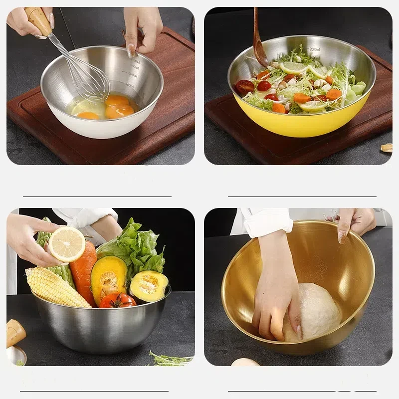 Multi Functional Stainless Steel Vegetable Bowl, Egg Mixing Bowl, Drain Basket, Soup Basin, Kitchen Cooking And Storage Tool