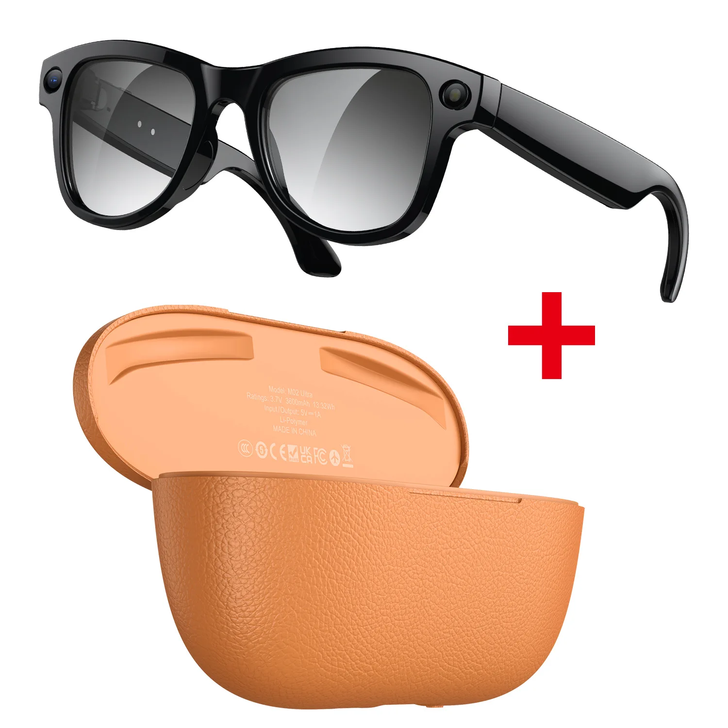 M02 Ultra Smart Glasses AI Translation 800w Pixels with Charging Compartment, WiFi To See Pictures and Objects