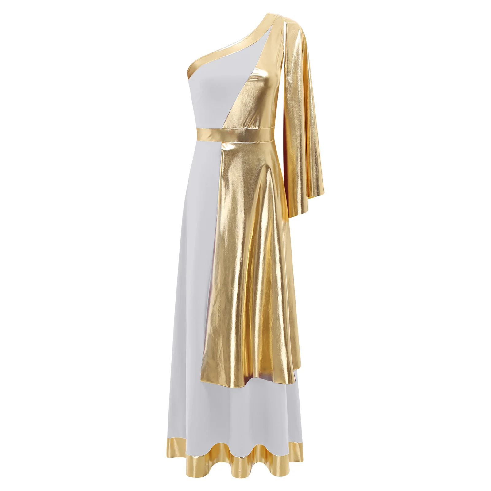 

Halloween Athena Rome Princess Tunic Cosplay Dress Women Metallic Toga Dress for Ancient Egyptian Queen Carnival Party Costume